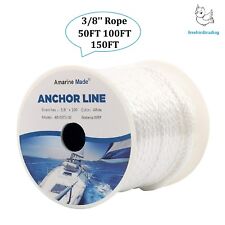 38 50ft 100ft 150ft White Solid Braided Boat Anchor Ropeline With Thimble