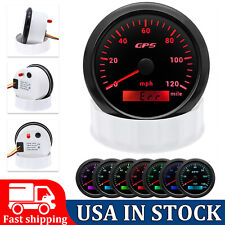 85mm Boat Gps Speedometer Odometer 0-120mph 7 Colors Led For Car Boat Truck Us