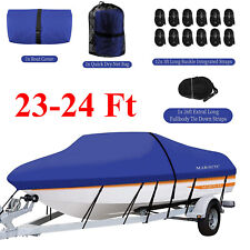 600d Heavy Duty Boat Cover Marine Waterproof For V-hull Boat Tri-hull 23-24ft