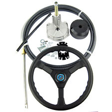 14ft Boat Steering System Single Turbine Rotating W Marine Steering Wheel Cable