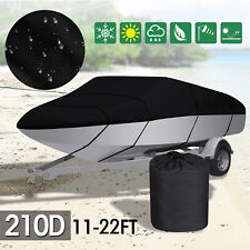 Fit 11-22ft Waterproof Trailerable Boat Cover V-hull Tri-hull Fishing Runabout