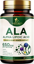 Alpha Lipoic Acid 650mg Extra Strength Ala Supplement Non Gmo Gluten Free