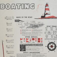 1950s Boating Restaurant Placemat Rules Boat Storm Signals Us Coast Guard Bouys
