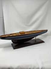 Chris Craft Style - Vintage 2 Wooden Yacht Model Missing Flag And Pole