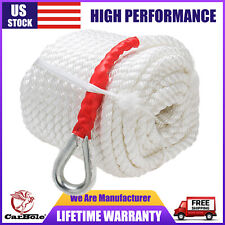 34x 150 Ft White Twisted Three Strand Nylon Anchor Rope Boat Line With Thimble