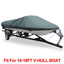16-18ft 210d Trailerable Boat Cover Protector Speedboat V-shape Gray 570 X 300cm
