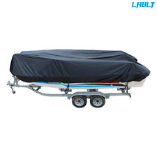 Lablt Boat Cover Fishing V-hull Tri-hull Runabout Black Waterproof Trailerable