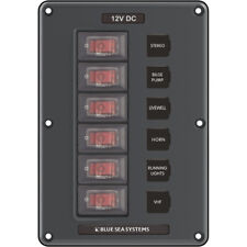 Blue Sea 4322 Circuit Breaker Switch Panel 6 Position - Gray 4322 Upc 6320850...