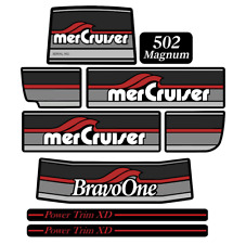 1986-1998 Mercury Mercruiser Bravo One 502 Magnum Sticker Decal Set  Trim Red