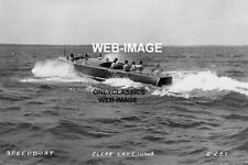 1930s Chris-craft Wood Speedboat Clear Lake Iowa 8x12 Photo American Flag Boat