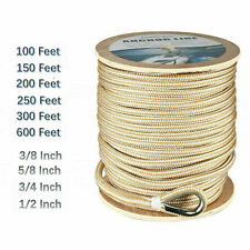 Double Braid Nylon Dock Line Rope Anchor Line With Stainless Thimble Whitegold