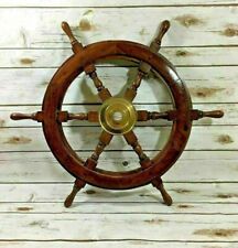 24brass Wooden Vintage Ship Steering Wheel Pirate Dcor Wood Fishing Wall Boat