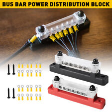 2x 6 Terminal Power Block Bus Bar Cover 12v Distribution Bus Bar Auto Boat