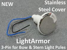 New Attwood Round Plug-in 3 Pin Base Bow Stern Light Socket Stainless 910r3psw-1