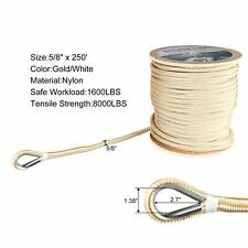 58 Inch 250 Ft Double Braid Nylon Rope Anchor Line Wstainless Steel Thimble