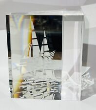 Steuben Glass Crystal Block Race Sailing Sculpture By Bernard X Wolff Sailboat