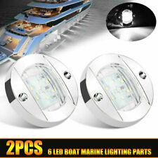 2x Round Marine Boat White 6-led Courtesy Lights Cabin Deck Starboard Stern Lamp