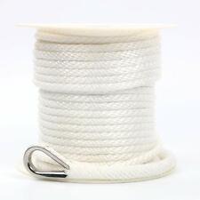 38 Inch 150ft Premium Solid Braid Mfp Boat Anchor Ropeline With Thimble White