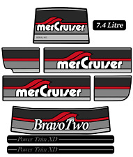 1986-1998 Mercury Mercruiser Bravo Two 7.4 Litre Sticker Decal Set Trim Gray