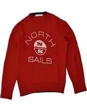 North Sails Mens Graphic Crew Neck Jumper Sweater Large Red Wool Bb04