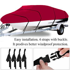 210d Red Heavy Duty Boat Cover Waterproof Dust Snow Sun Protection W Straps