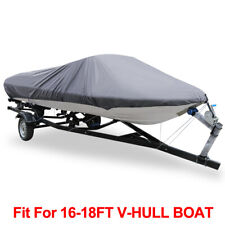 16-18ft 210d Trailerable Boat Cover Waterproof Fishing V-shape Gray 570 X 300cm