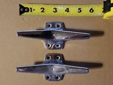 Vintage Used Lot Of Two Attwood 6204 Hollow Base 5.5 Chrome-plated Boat Cleats
