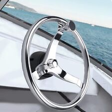 Stainless Steel Boat Steering Wheel 3 Spoke 13-12 Dia W 58-18 Nut Knob