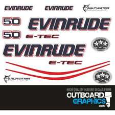 Evinrude 50hp Etec E-tec Outboard Engine Decalssticker Kit - White Cowl