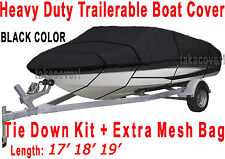 17 18 19 Stratos Bass Trailerable Boat Cover Black Color All Weather Tsbl