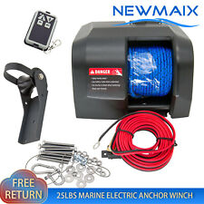 25lbs Marine Electric Anchor Winch With Wireless Remote Saltwater Windlass Black