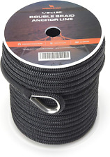 Anchor Line 12 Inch X 150ft - Double Braided Nylon Anchor Lineboat Rope With 3