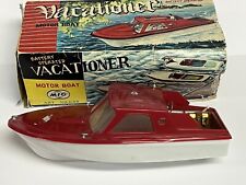 Vintage M I C Brand Battery Operated Boat With Box Early Inboard Motor