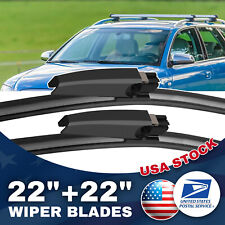 2222 Pair Bracketless Windshield Wiper Blades Pinch Tab For Audi A4 2004-2008