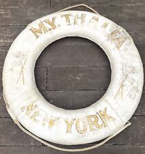 Antique Original M.y Thalia New York Ring Life Bouy Boat 30hand Painted