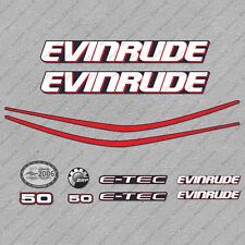 Evinrude 50 Hp Etec Outboard Engine Decals Sticker Set Reproduction Blue Cowl
