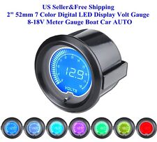 2 52mm 7 Color Digital Led Display Volt Gauge 8-18v Meter Gauge Boat Car Auto