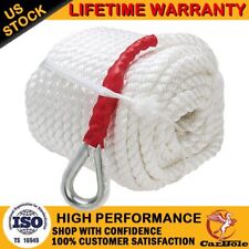 34 X 150ft White Twisted Three Strand Anchor Rope Boat W Stainless Steel Hook