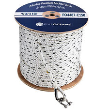 Anchor Line 916 Inch X 150 Ft - Rope Line 3-strand White Thimble Shackle