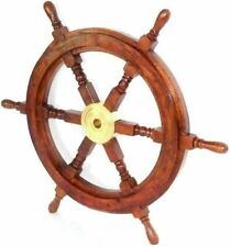 18 Nautical Wooden Ship Steering Wheel Pirate Dcor Handmade Vintage Wall Boat
