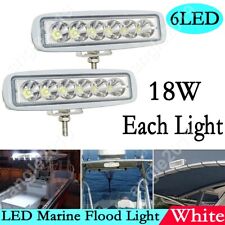 2x White Marine Spreader Led Deck Flood Light For Boat Spot Light 18w Waterproof