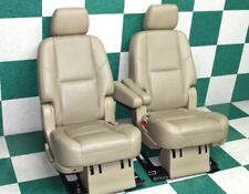 07-14 Gm Suv Swb Tan Heated Backseat Second 2nd Row Captains Seats Pair 2x Oem