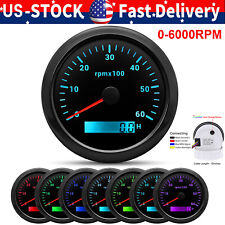 85mm Marine Tachometer Gauge 0-6000 Rpm With Lcd Digital Hourmeter For Car Boat