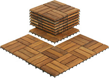 Bare-wf2009 Solid Teak Wood Interlocking Flooring Tiles Pack Of 10 12 X 12