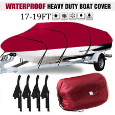 17-19ft Heavy Duty Boat Cover Waterproof Fits V-hull Fishing Ski Bass Boat Red