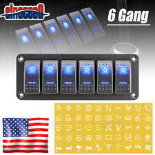 6 Gang Toggle Rocker Switch Panel Dash Onoff Blue Led For Boat Car Marine Rv