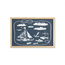 Ambesonne Navy Color Wall Art With Wide Frame For Bathrooms Living Room