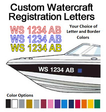 Custom 2 Color - Set Of 2 - Boat Registration Numbers 3 Vinyl Decals Stickers