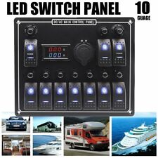 Acdc Dual Power 10 Gang Rocker Switch Led Control Toggle Panel For Boat Marine
