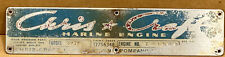 Vintage Chris Craft Marine 327 Engine Plate Plaque Label Tag Nameplate